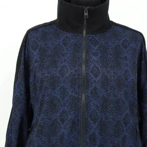 ATHLETA Brooklyn Track Bomber Printed Jacket Size XXS Navy & Black Stretchy